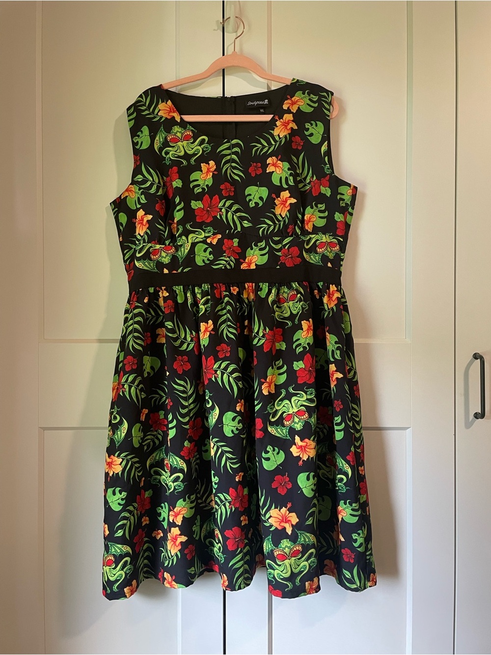 Sourpuss Tropical Floral Black Dress